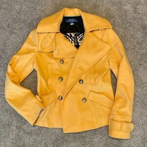 GUC Millard Fillmore Military Style Wool Blend Cropped Peacoat‎ Size M Yellow